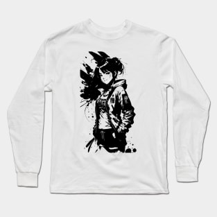 Kawaii Anime Girl Wearing Tshirt 03 Long Sleeve T-Shirt